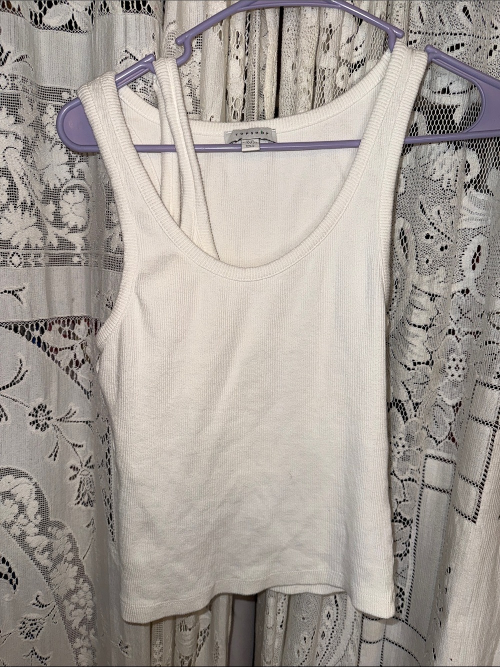 Topshop White Ribbed Tank Top - Picture 4 of 6